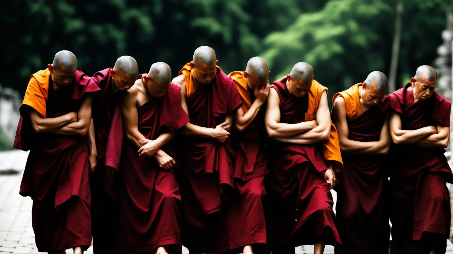 Monks Expressing Sorrow in Spiritual Unity