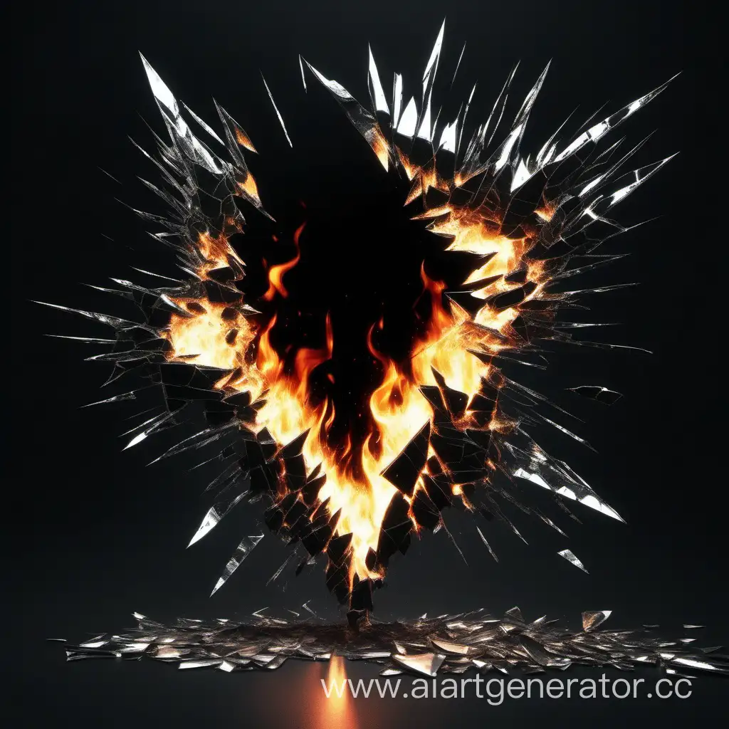 Shattered-Mirror-Reflecting-Fire-Photorealistic-Art-on-Black-Background