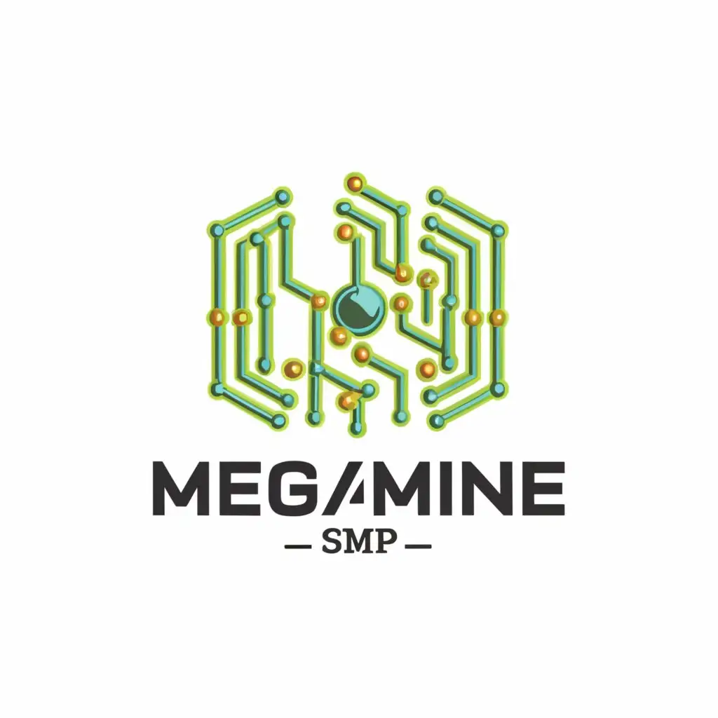 a logo design,with the text "MegaMine SMP", main symbol:computer,complex,be used in Entertainment industry,clear background