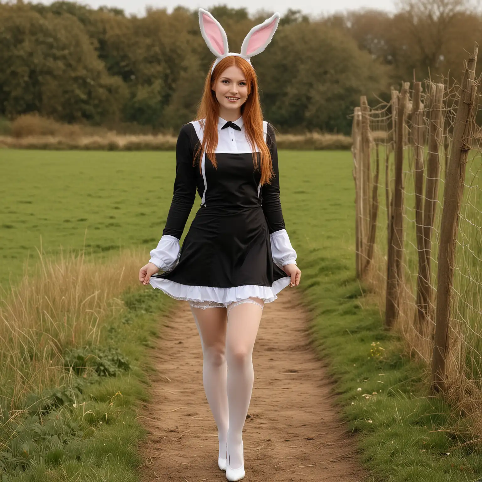 Seductive Ginny Weasley in Bunny Ears and Fishnet Stockings