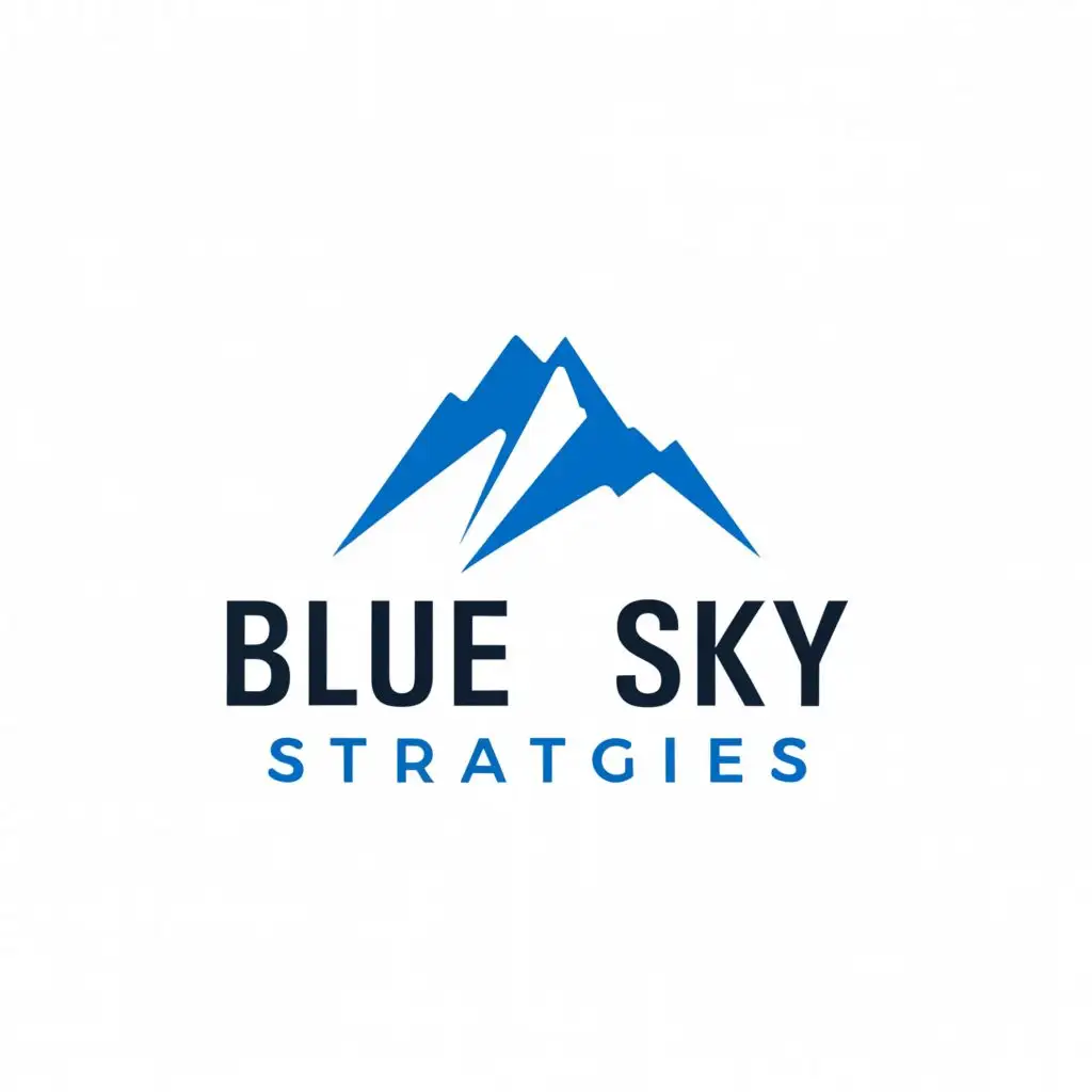 a logo design,with the text "Blue Sky Strategies", main symbol:mountains,complex,clear background