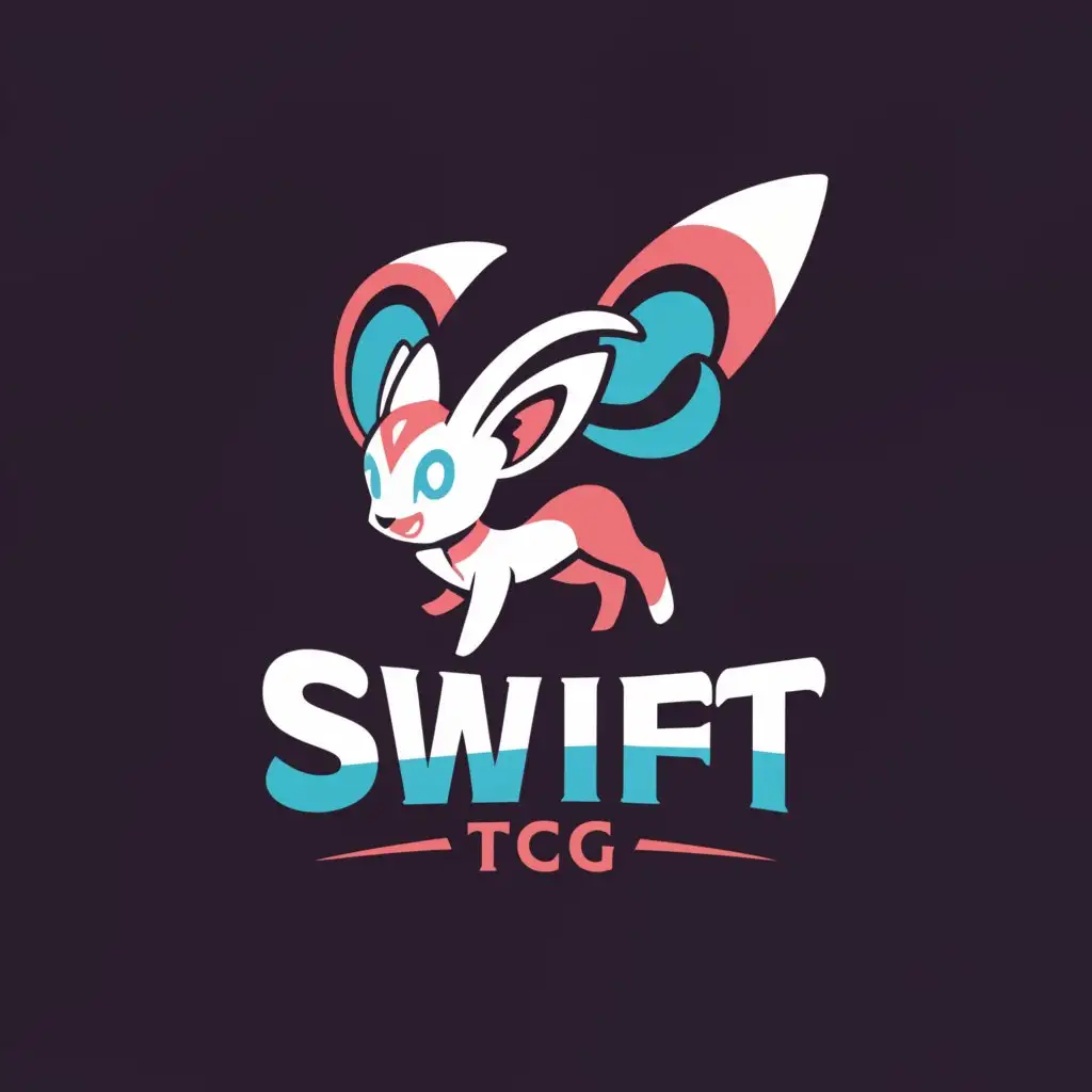 a logo design,with the text "Swift TCG", main symbol:The Pokemon Sylveon,Moderate,be used in Retail industry,clear background