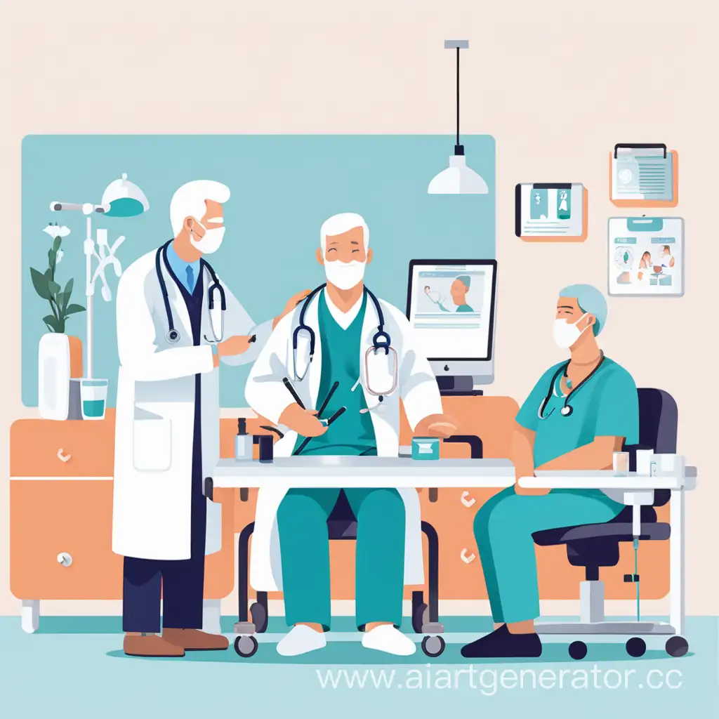 врачи работают с пациентами, флэт-иллюстрация