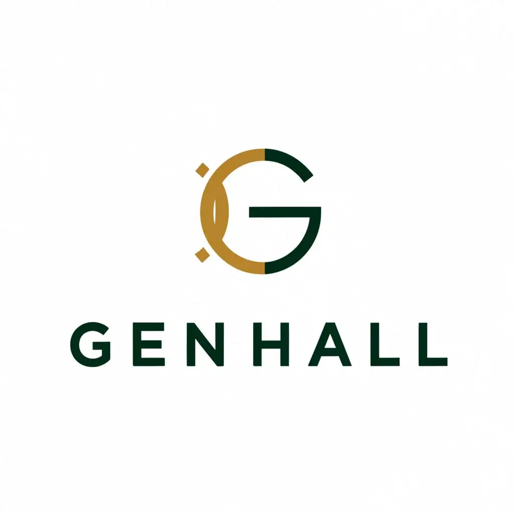 a logo design,with the text "Gen Hall", main symbol:GH, halo,Minimalistic,be used in Technology industry,clear background