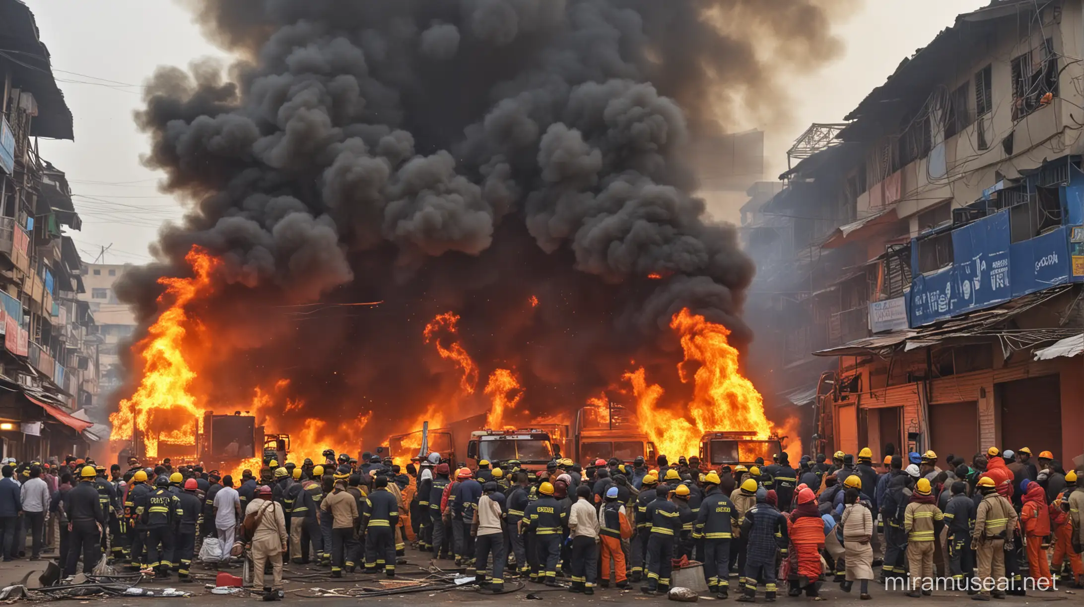 Indian Market Fire Emergency Response in a Crowded Locale