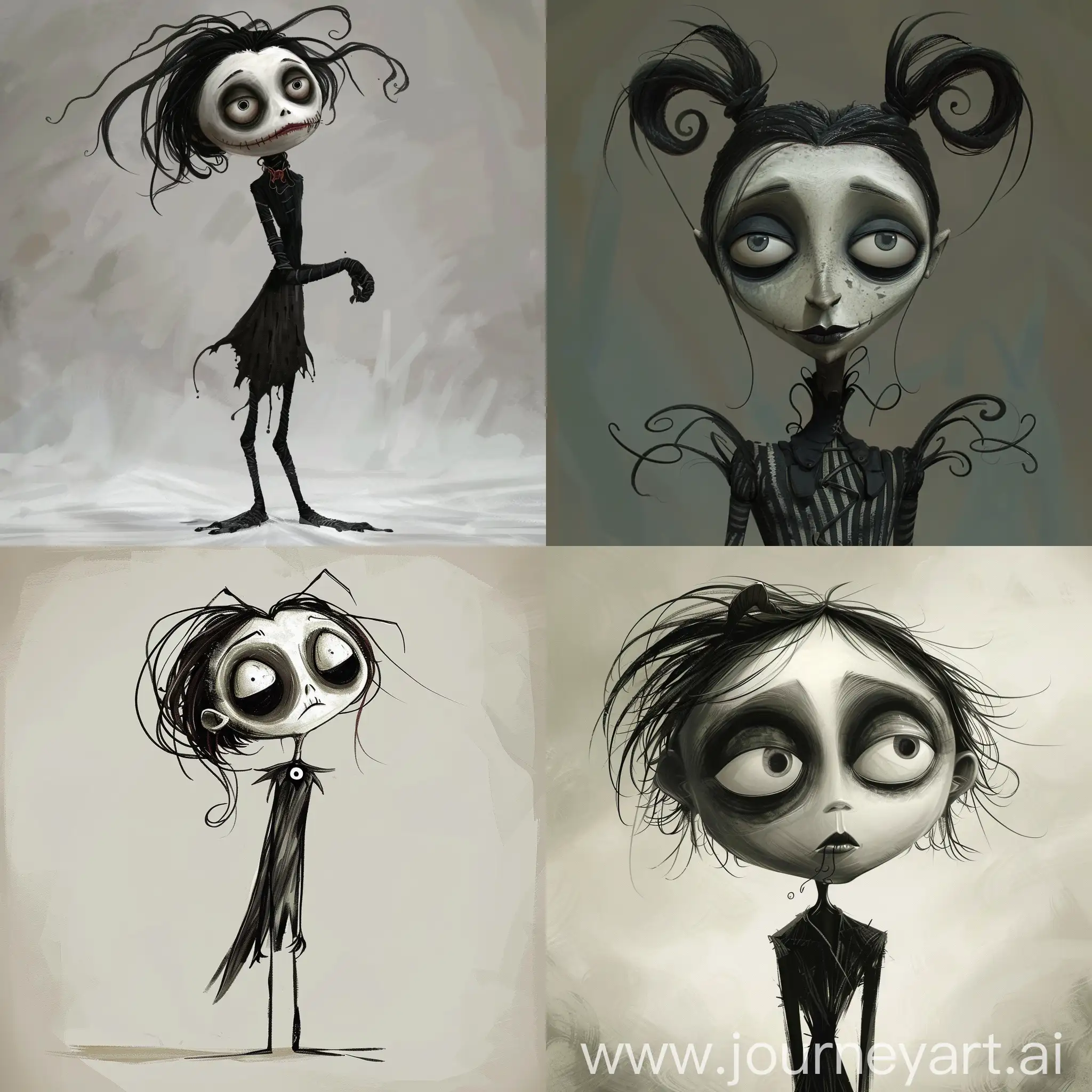glee character in the style of Tim Burton 