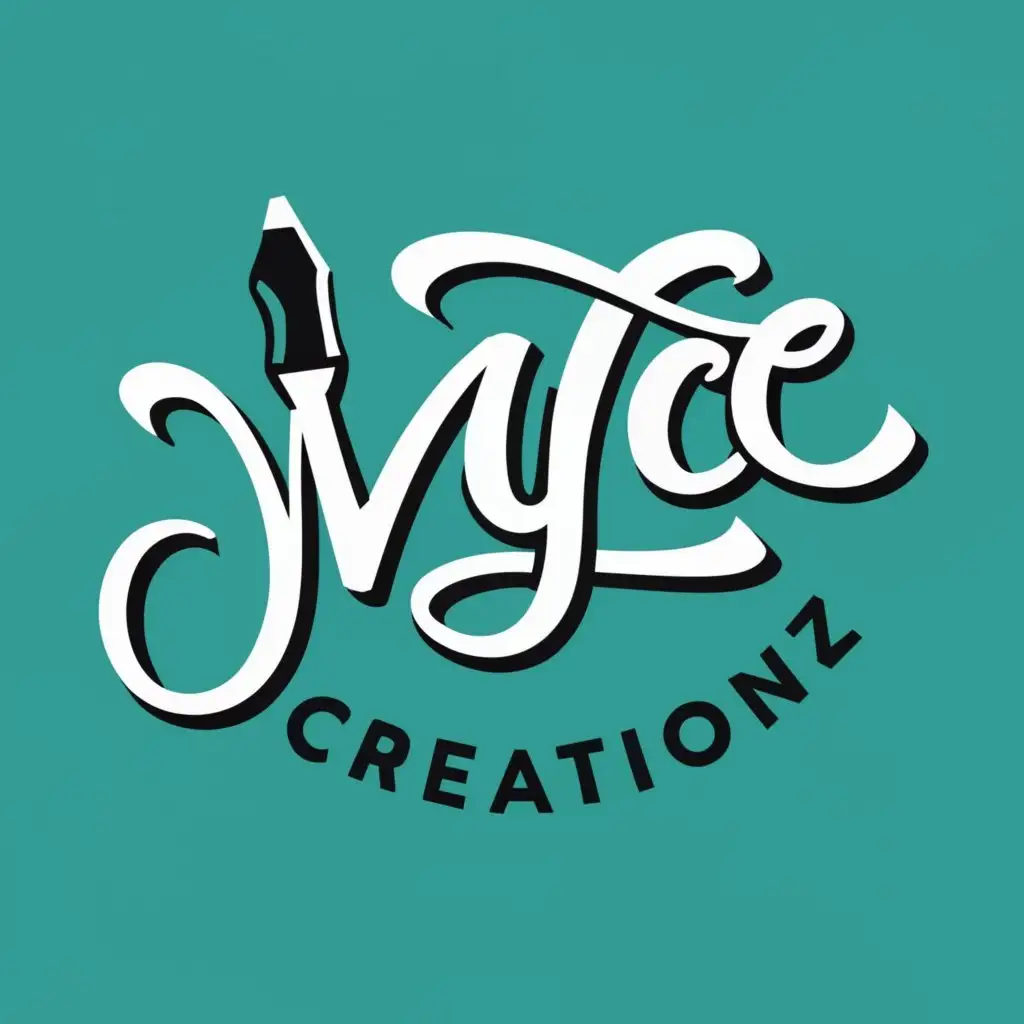 logo, Pen, with the text "Wyce Creationz", typography, be used in Internet industry