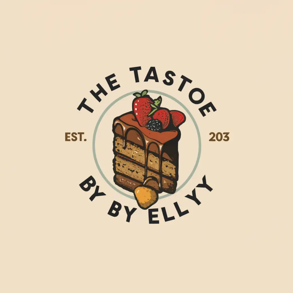 LOGO-Design-for-The-Taste-Factory-by-Elly-Elegant-Cake-Symbol-with-Russian-Script-for-Real-Estate-Industry
