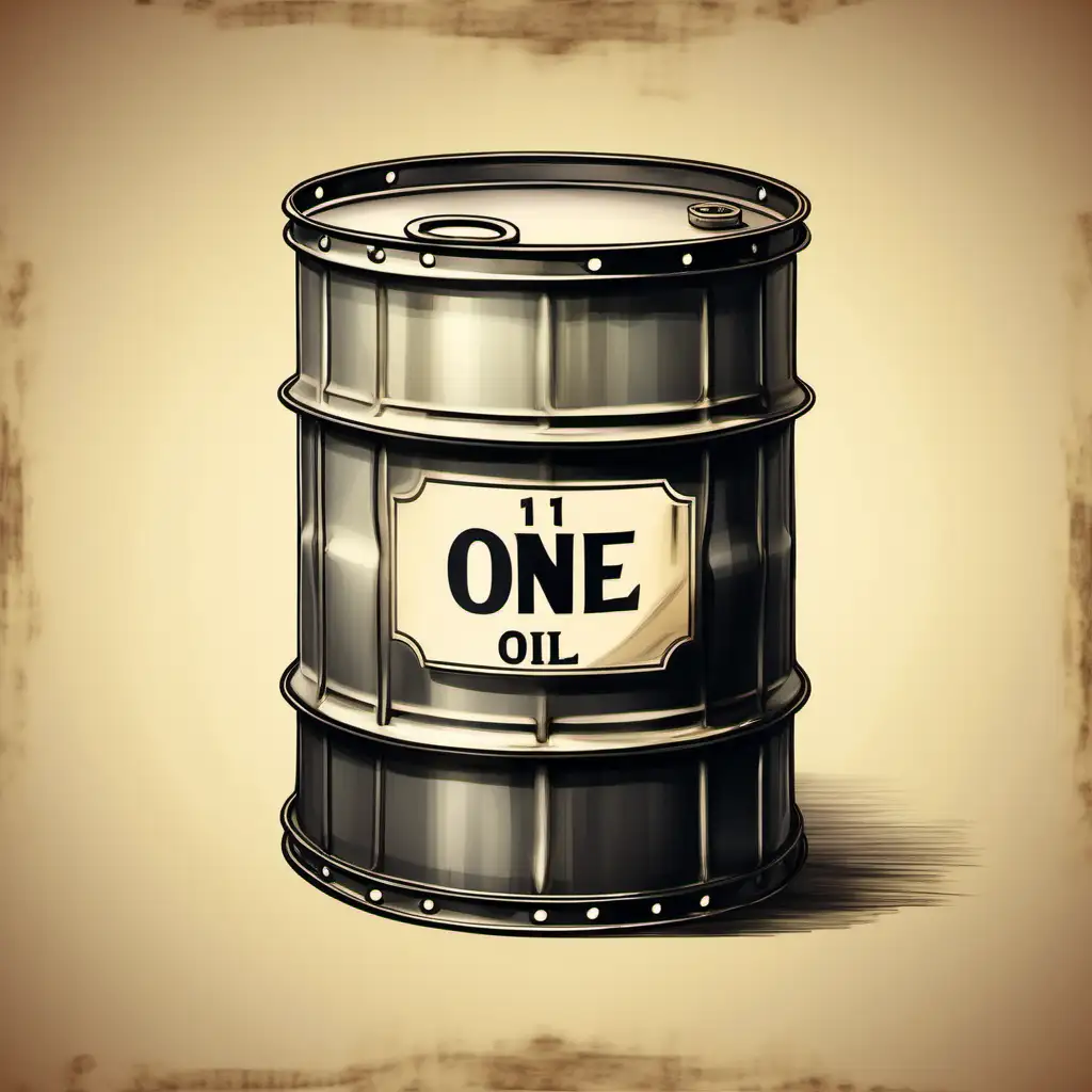 Vintage Metal Oil Barrel Drawing