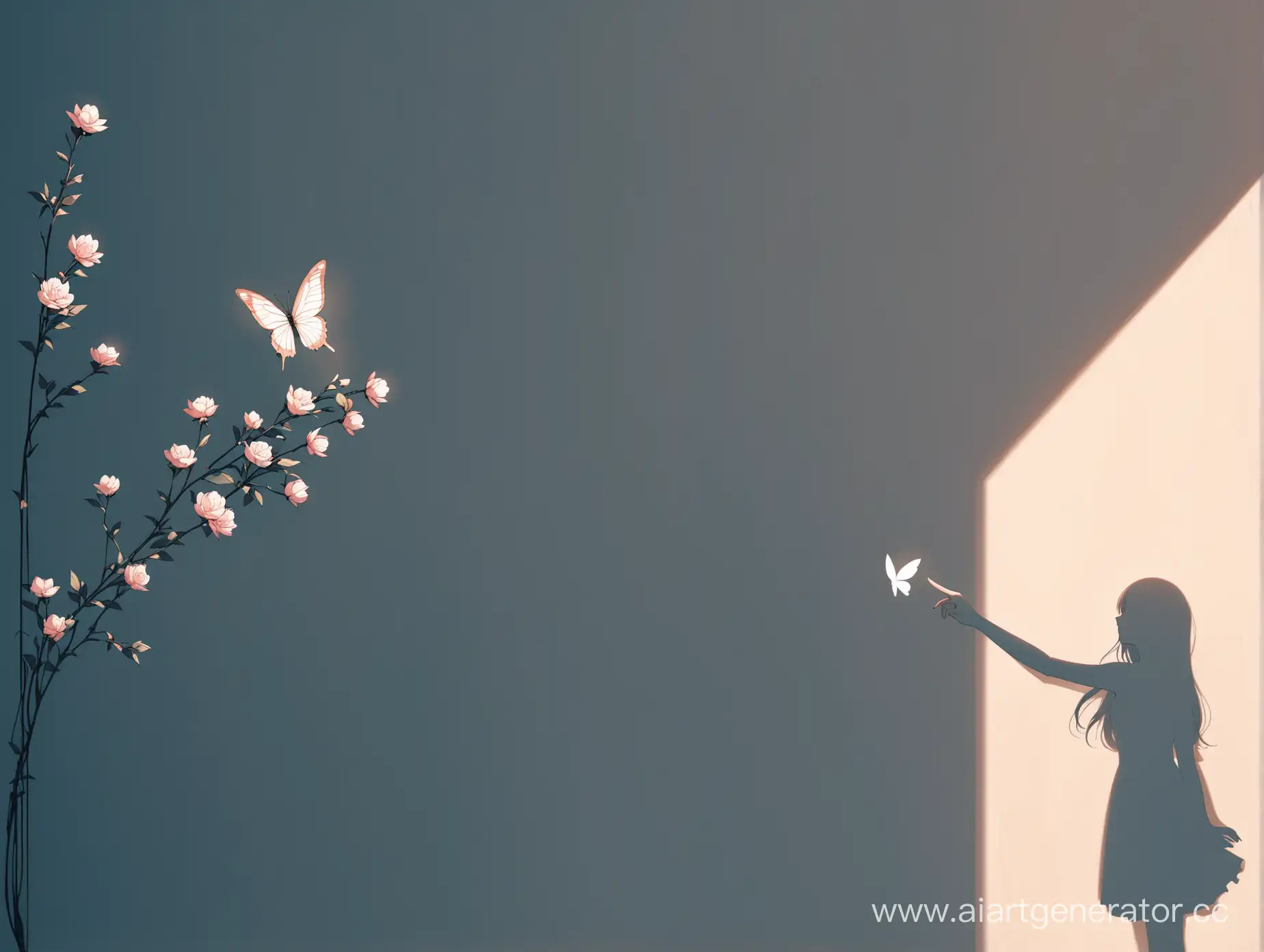 Girl-Reaching-Towards-Butterfly-on-FlowerAdorned-Wall