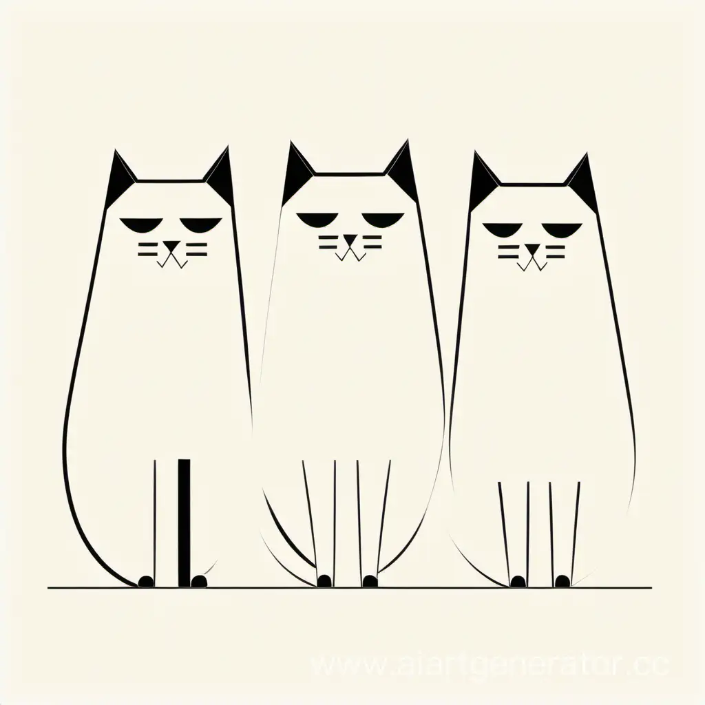 Abstract-Minimalist-Fat-Cats-Raster-Drawing