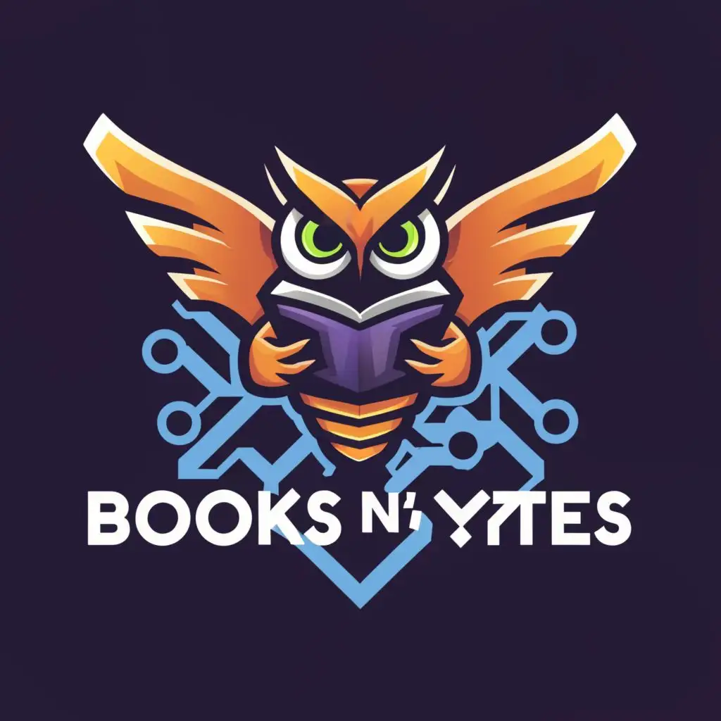 logo, Technological Owl, with the text "Books N' Bytes", typography, be used in Nonprofit industry