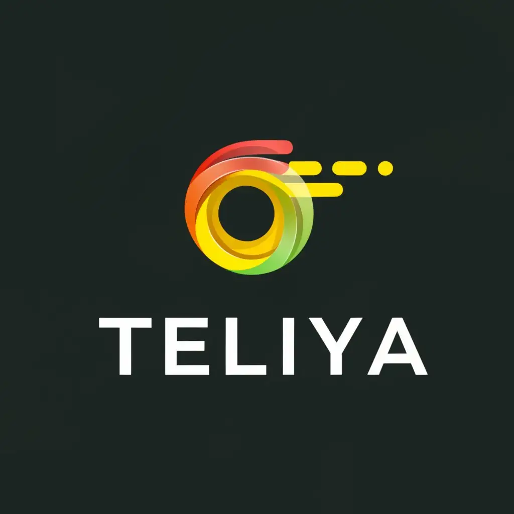 a logo design,with the text "TELiYA", main symbol:T logo brand Cericle Silver  gold yellow green  red fast,Moderate,be used in Technology industry,clear background