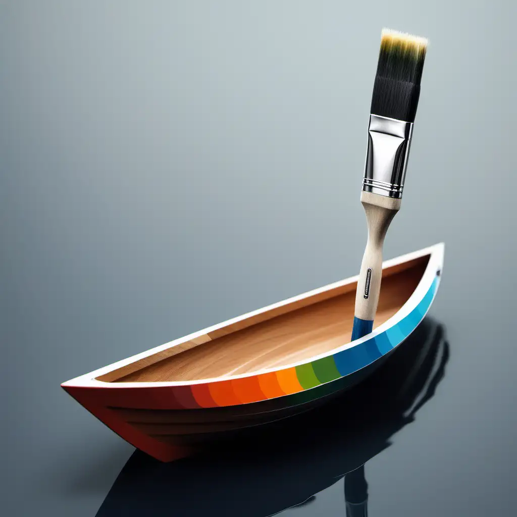 A creative paint brush modern and in a boat 