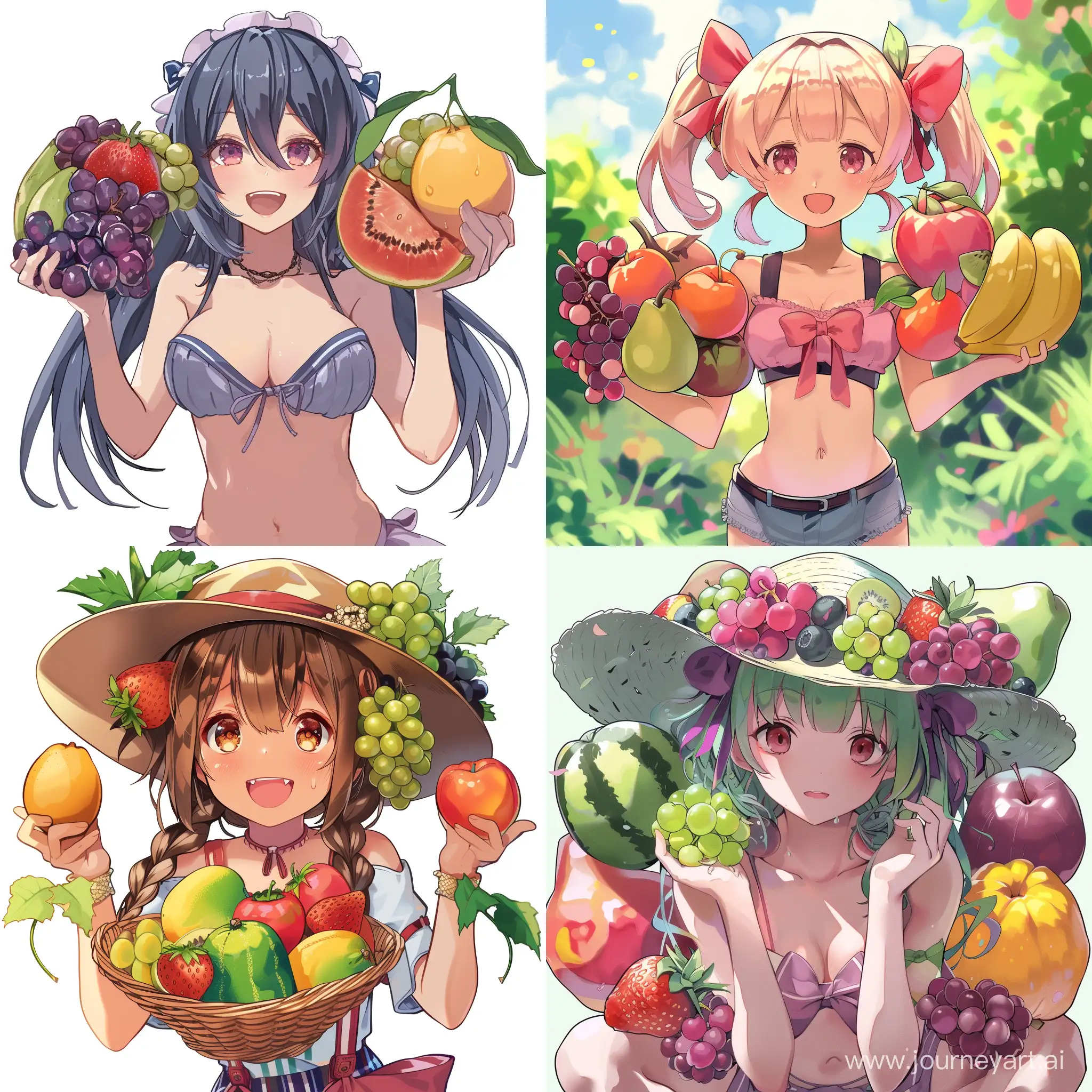 Colorful-Hatuni-Surrounded-by-Oversized-Fruits
