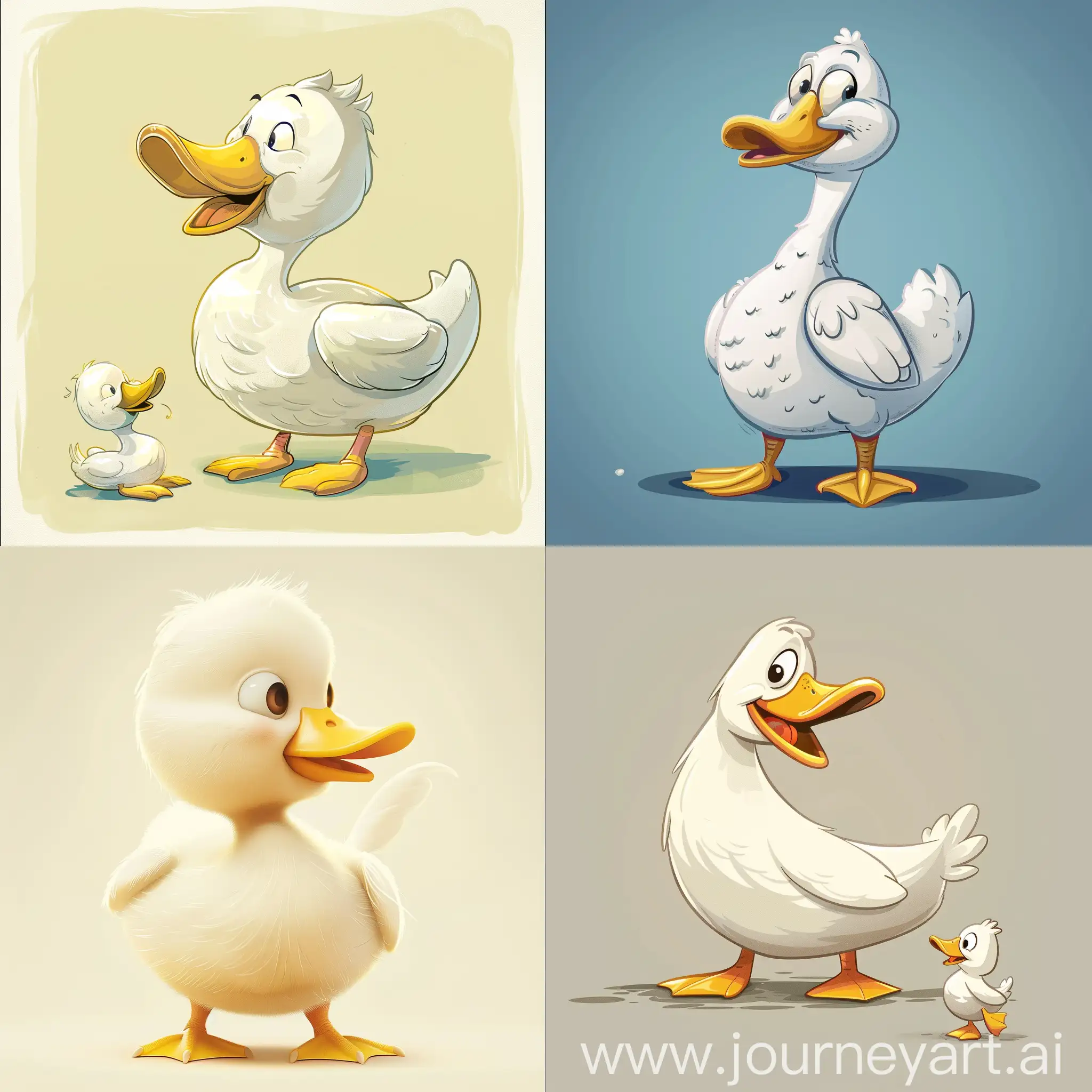 Cheerful-Cartoon-Duck-with-Yellow-Beak-and-Claws