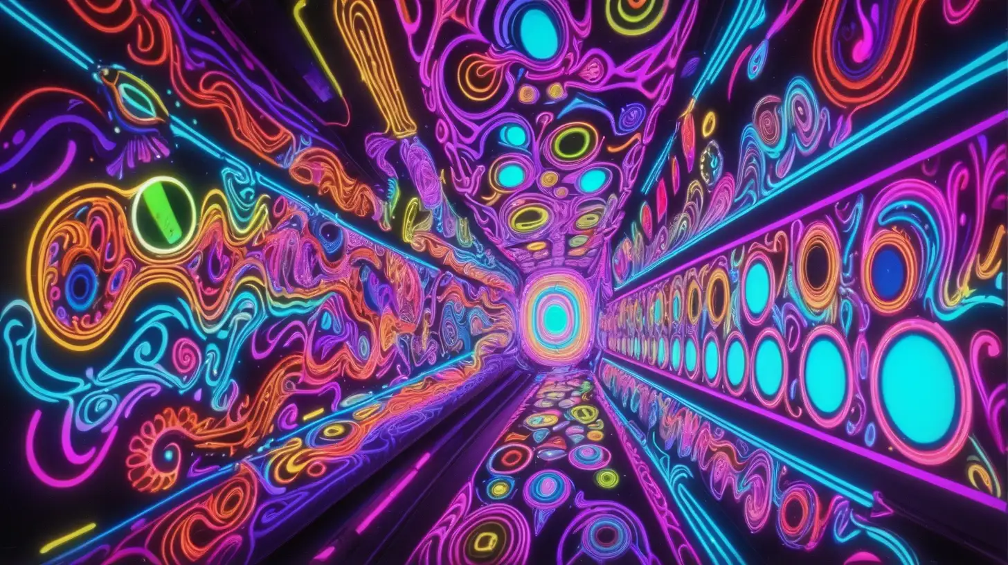 Vibrant Psychedelic Abstract Art with Neon Elements