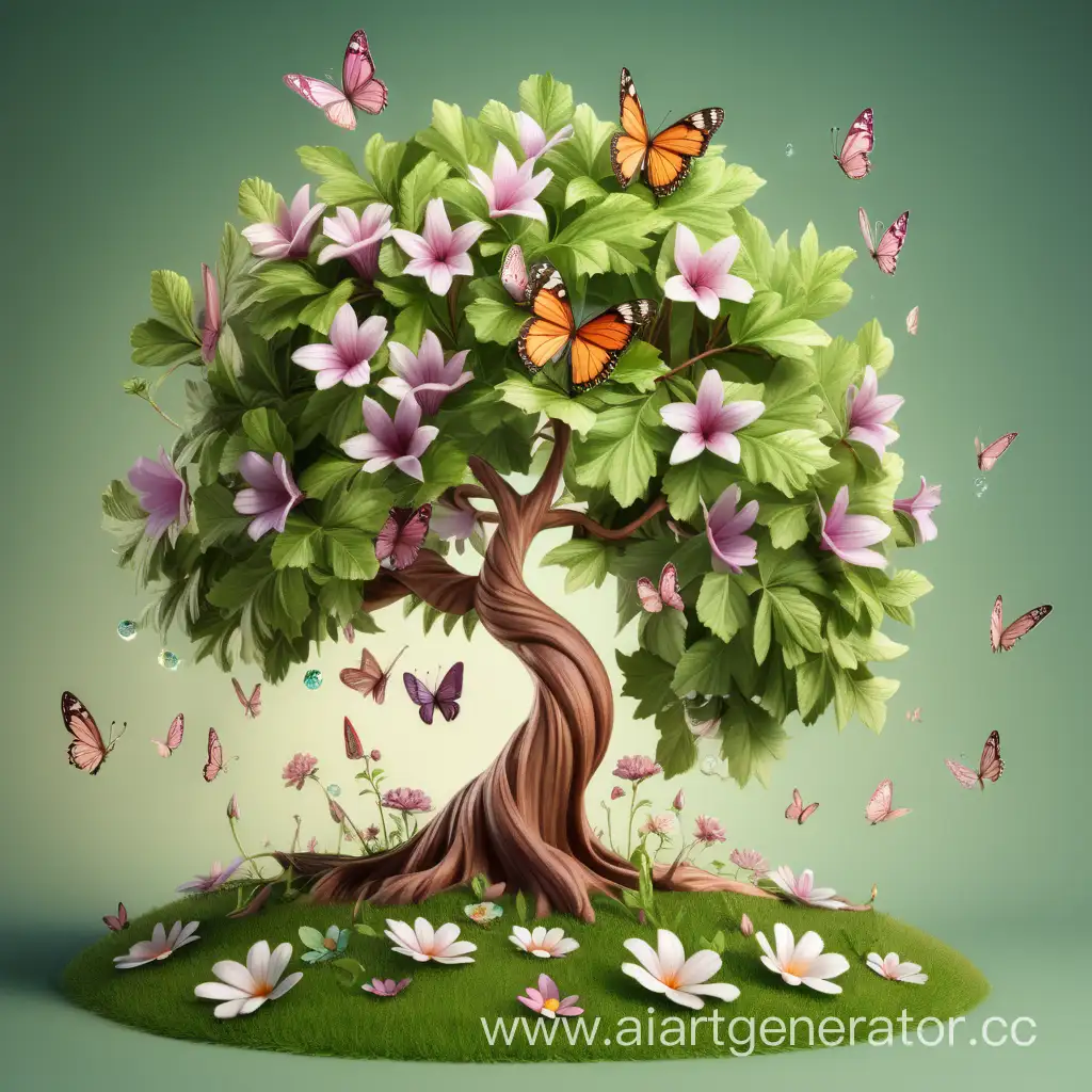 Enchanting-Fairy-Tree-with-Blooming-Flowers-and-Butterflies