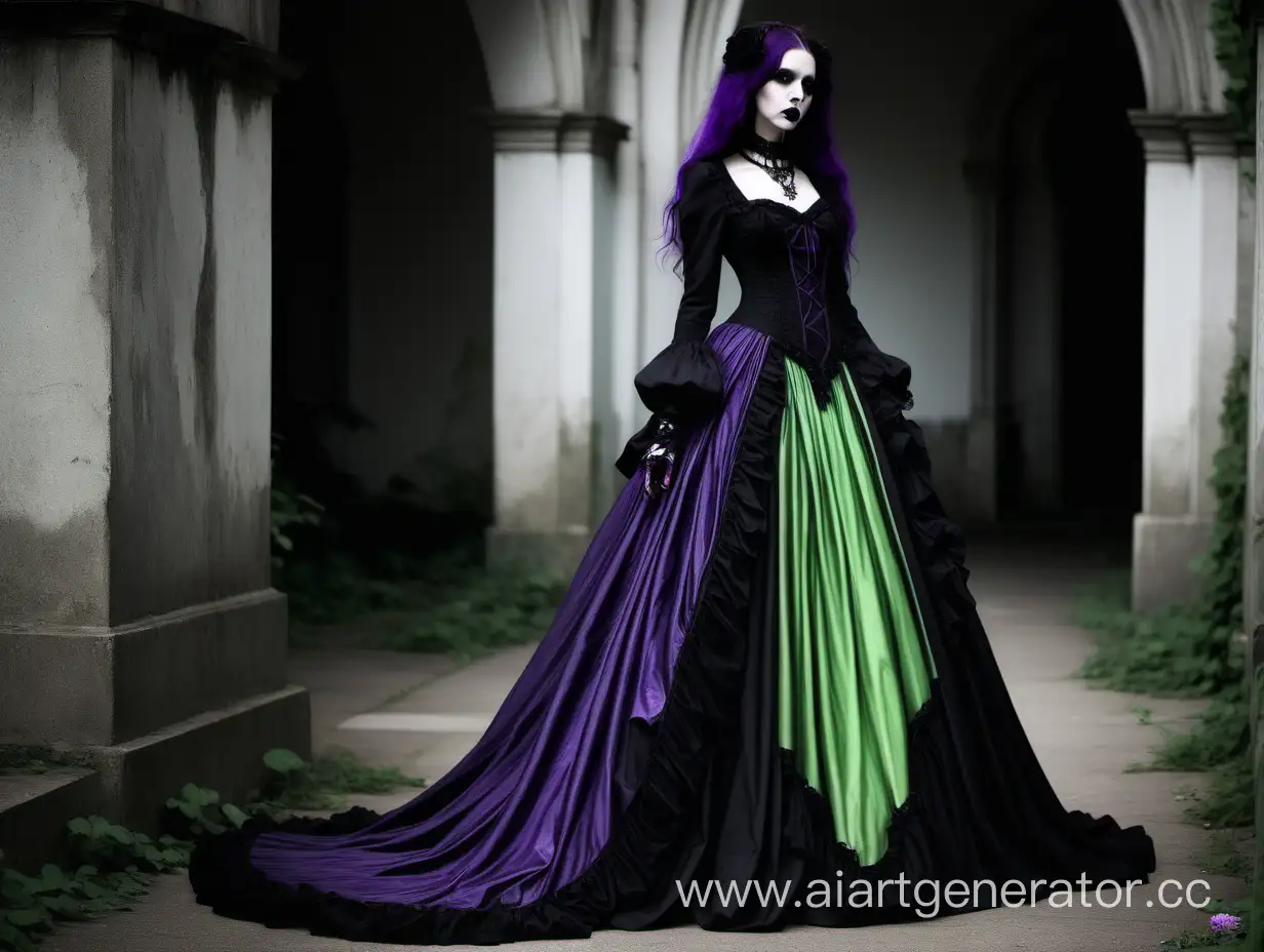 Elegant-Gothic-Black-Dress-with-Violet-and-Green-Accents