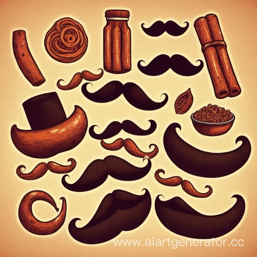 Quirky-Mustaches-and-Cinnamon-Delight-Playful-Portrait-of-SpiceLaden-Characters