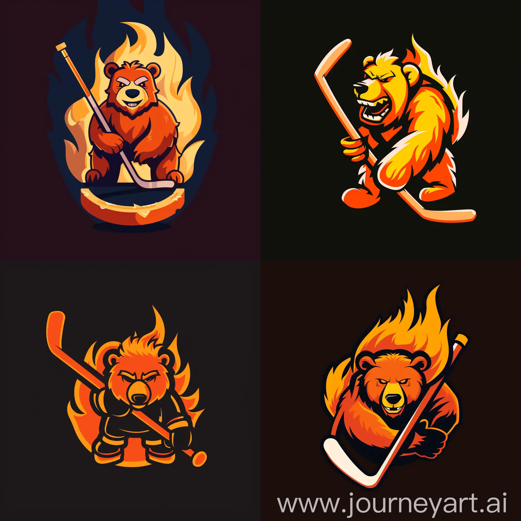 Fire-Bear-Mascot-Holding-Hockey-Stick-in-PC-Art