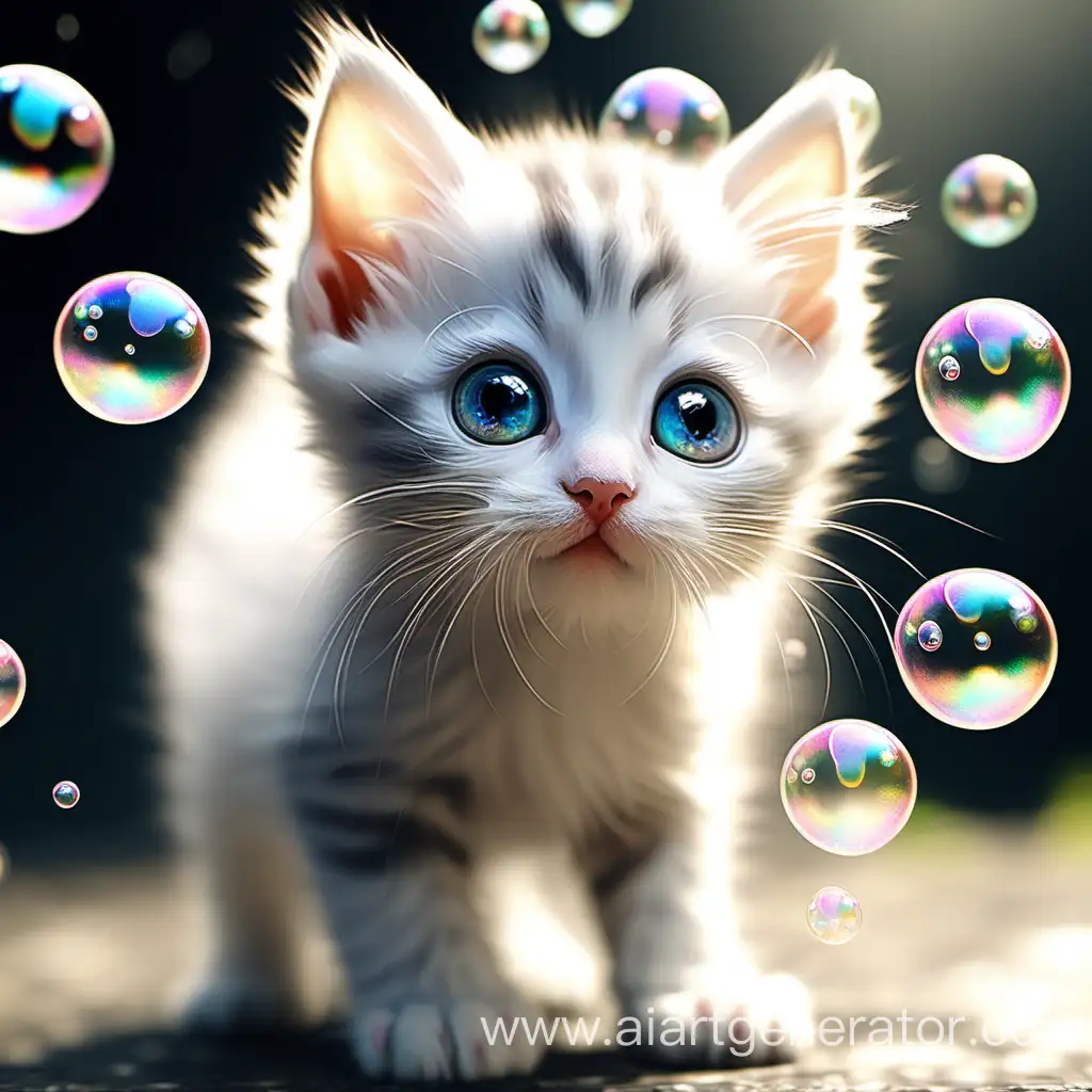 Adorable-Kitten-with-Big-Eyes-and-Soap-Bubble-Reflections