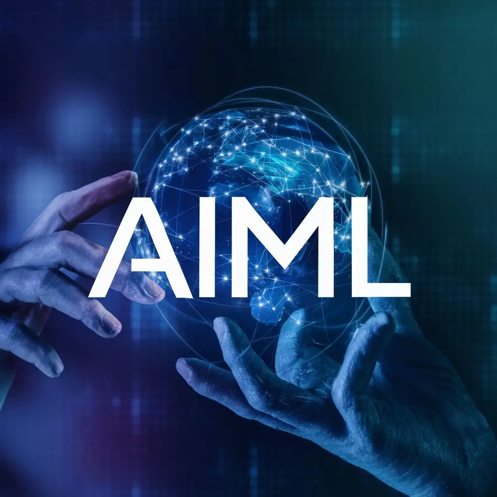 logo, coding, tech , robotic, with the text "AiML", typography, be used in Technology industry