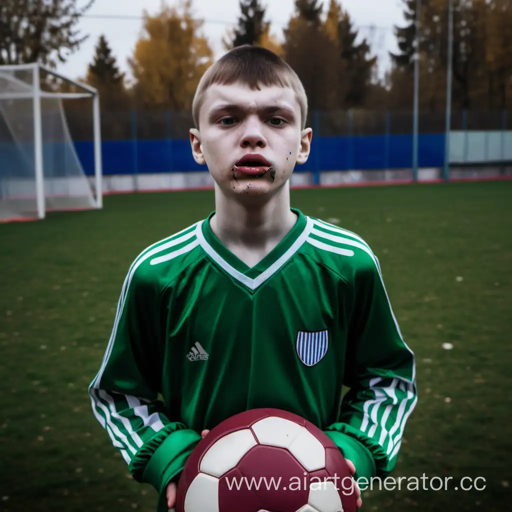 Егор Купцов с аутизмом играет в футбол и у него слюни текут из рта