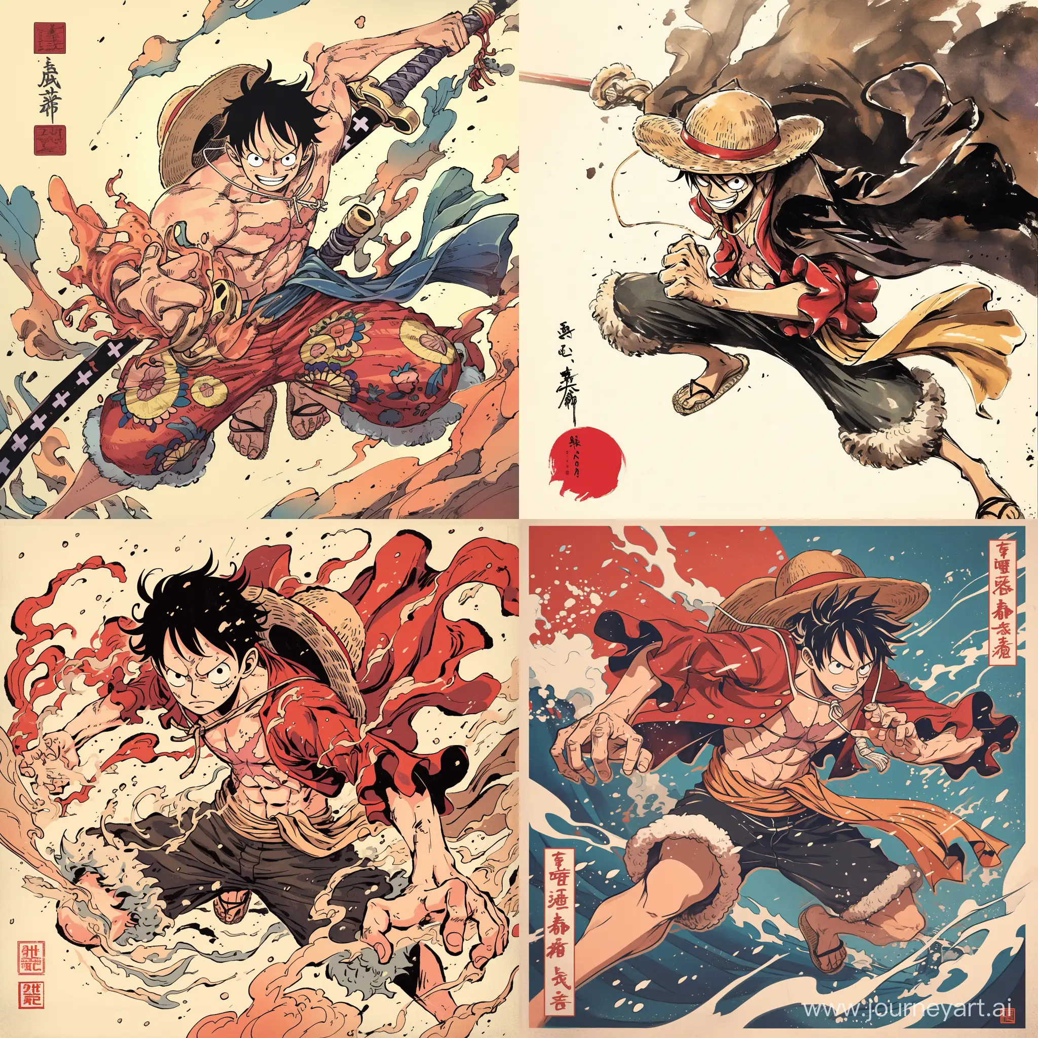 Monkey-D-Luffy-from-One-Piece-Heroic-Sumie-Ink-Poster-Design