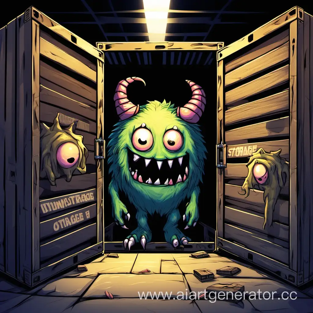 Mysterious-Monster-Emerging-from-Crates-in-a-Storage-Room