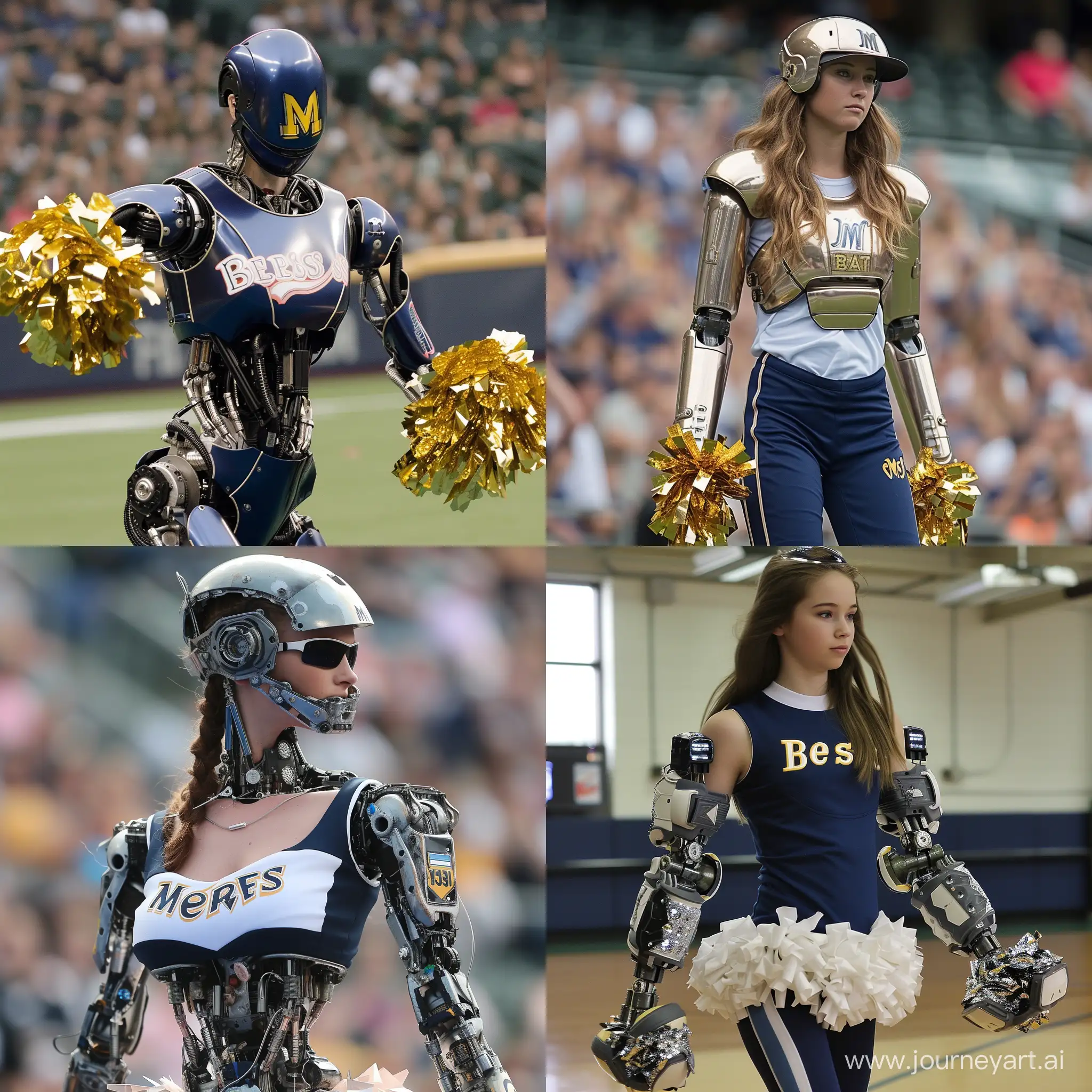 Milwaukee Brewers 13-14 year old cheerleader, turns out to be a robot, malfunctioning