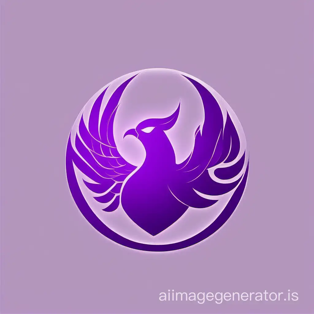 logo, violet phoenix bird resembling a stone, minimalism