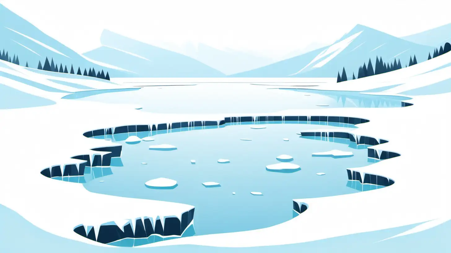 Minimalistic Flat Vector Illustration of an Ice Lake