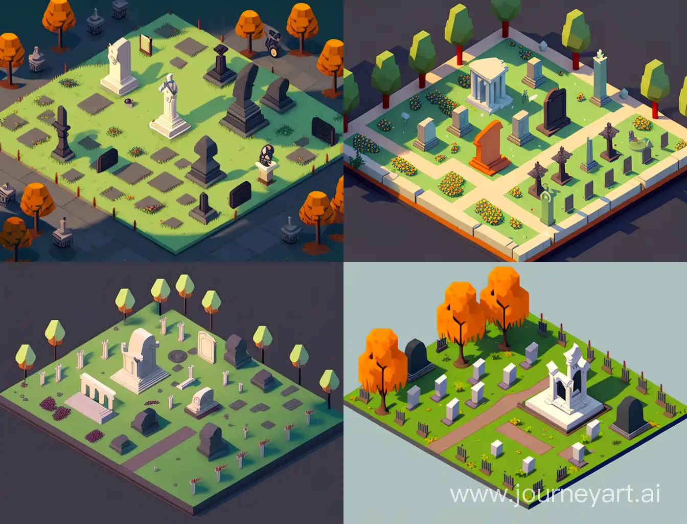Casual-Isometric-Cemetery-Scene-with-a-Vintage-Vibe