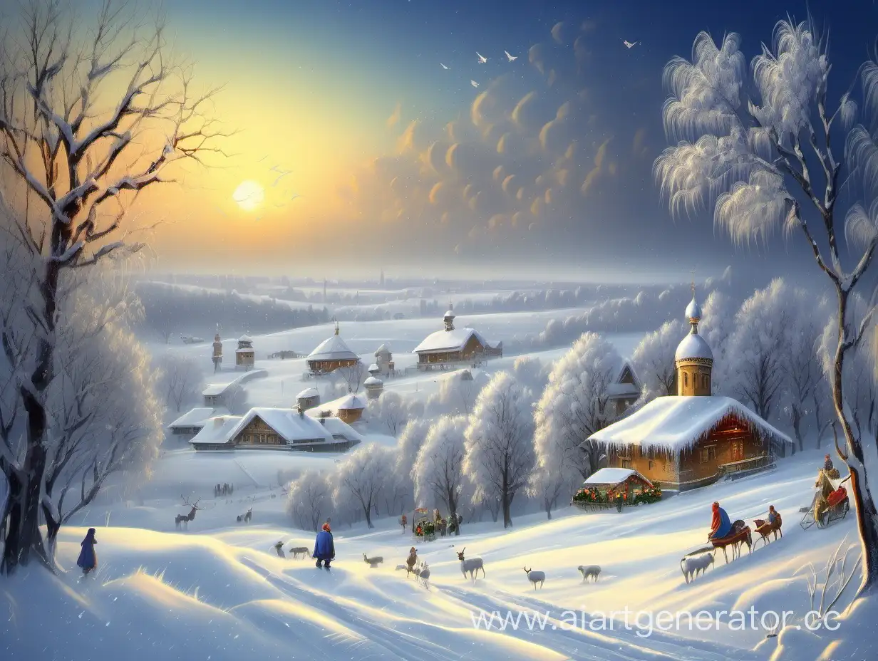 Ukrainian-Winter-Wonderland-Festive-Village-Amidst-Snowy-Foliage