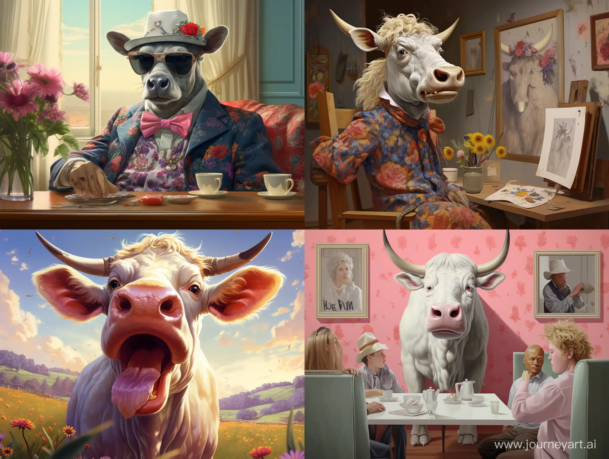 Whimsical-Cow-Art-in-43-Aspect-Ratio-Playful-and-Colorful-Animal-Illustration