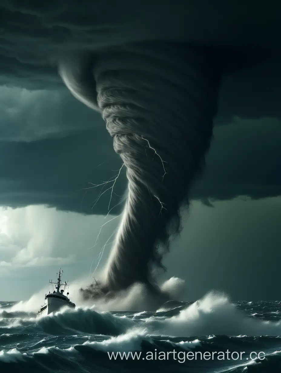 Tornado in the ocean . Very many details in the picture. Very high quality . A natural small tornado