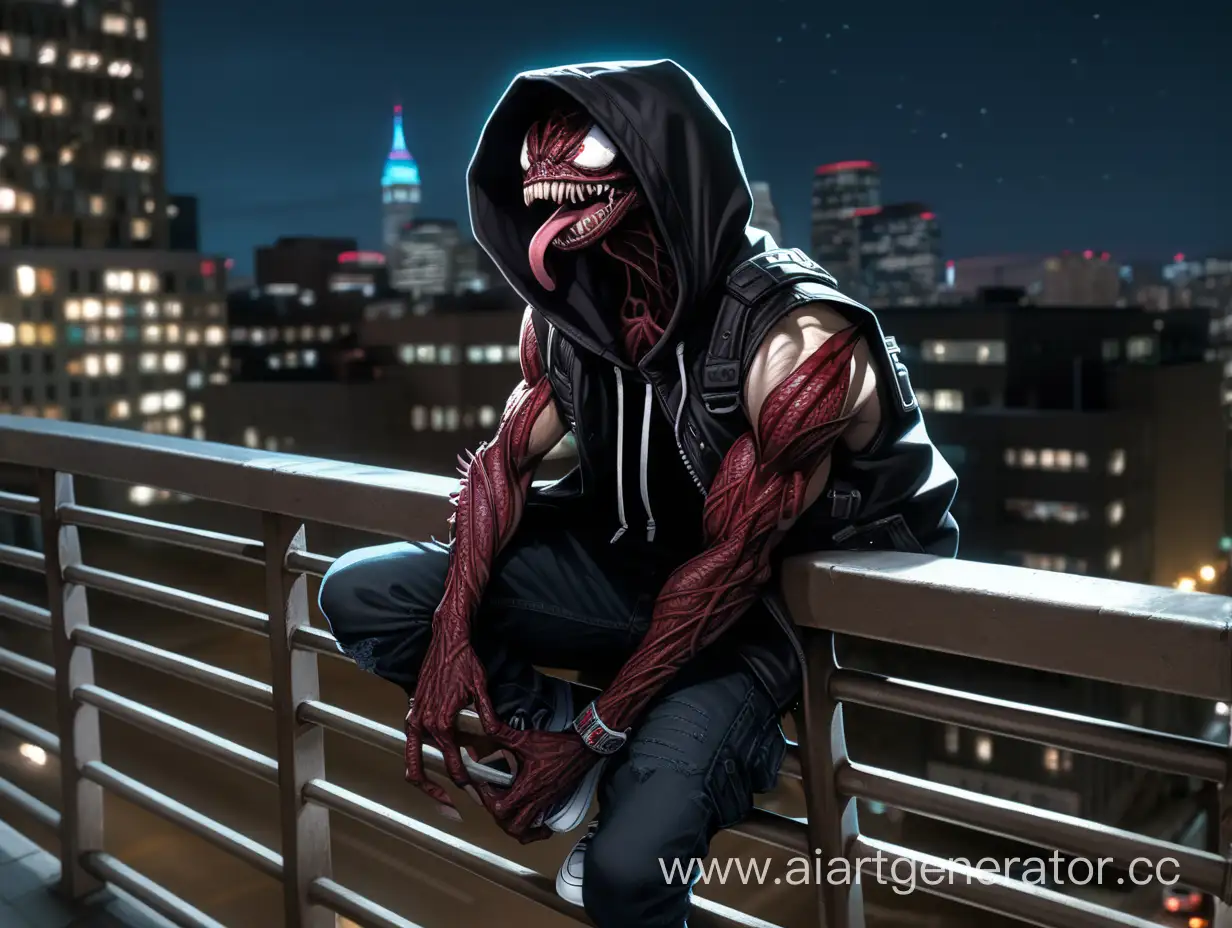 Menacing-Carnage-Hooded-Figure-Leaning-Over-City-Street-at-Night