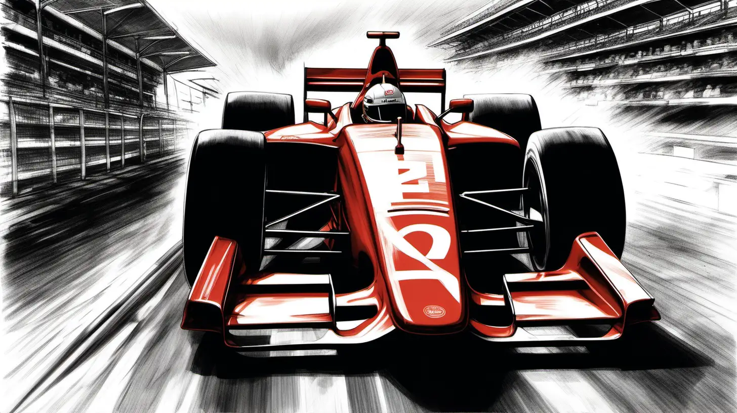 Dynamic Formula 1 Racing Car Sketch HighSpeed Turn Action