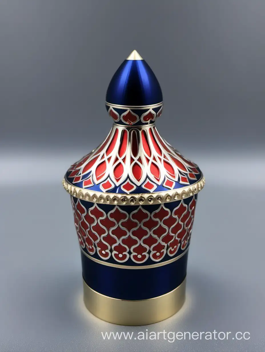 Shiny-Dark-Blue-Zamac-Perfume-Ornamental-Cap-with-Matt-Red-and-White-Border-Line