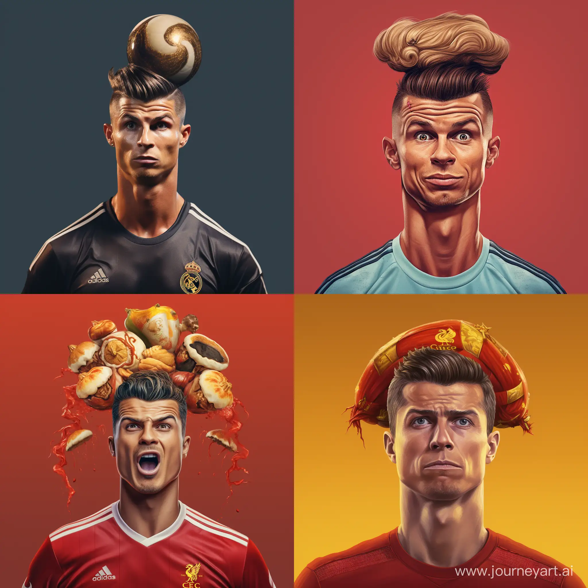 Cristiano Ronaldo as with cawl on head