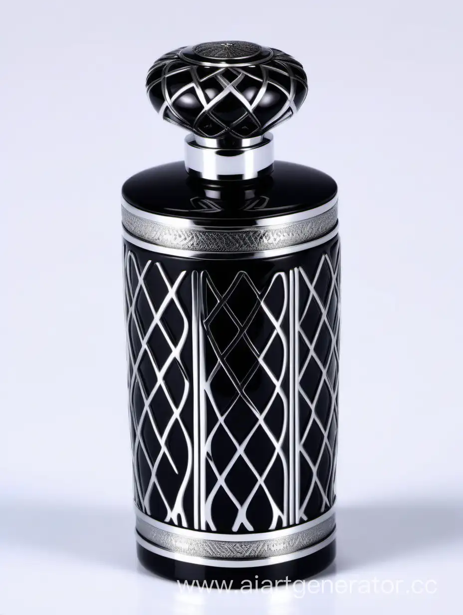 Zamac Perfume decorative ornamental  black, royal dark torquious  heavy bottle double in height  with stylish Silver lines cap and bottle