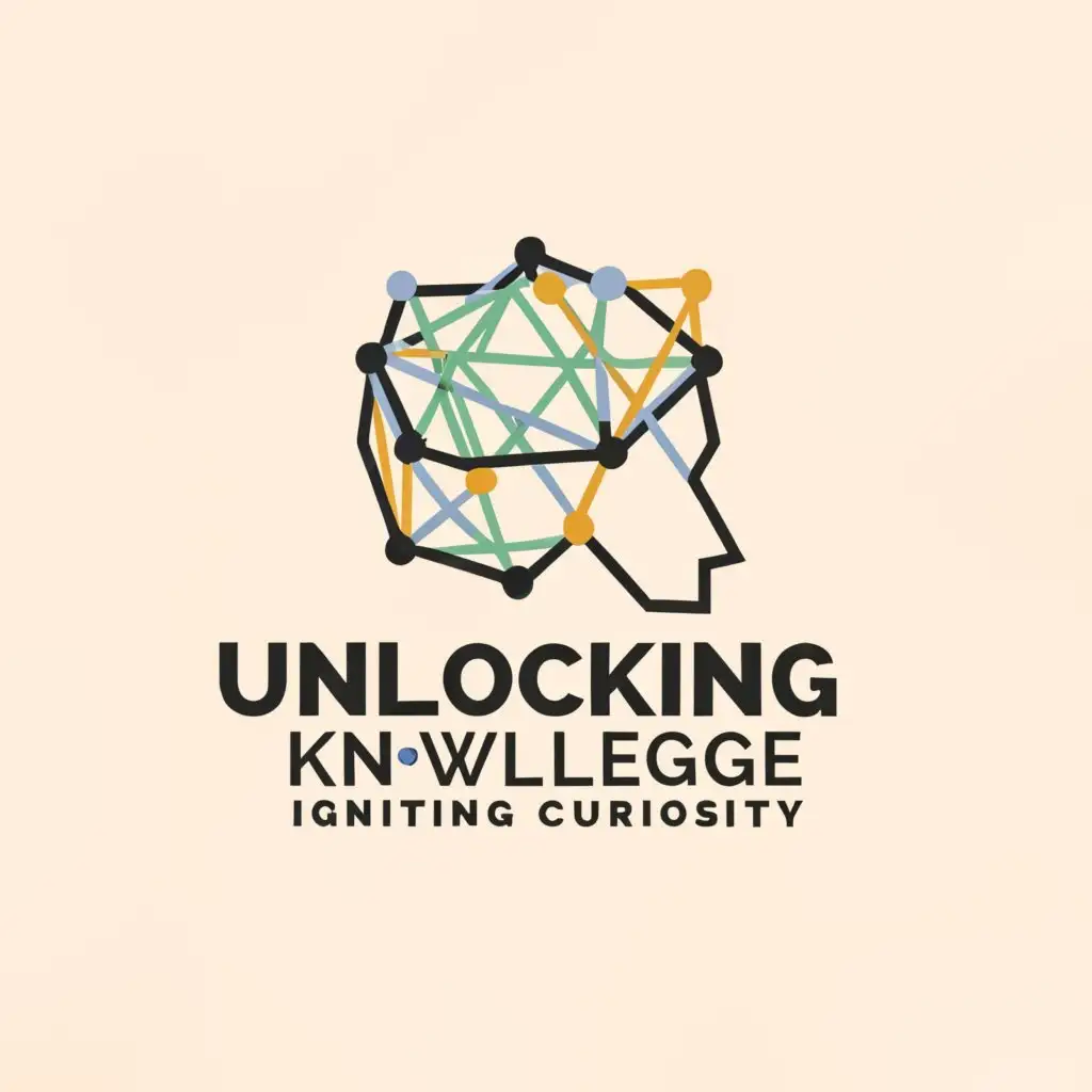 a logo design,with the text "Unlocking knowledge, Igniting curiosity", main symbol:Mind thinking with HA is written in it,Minimalistic,be used in Internet industry,clear background
