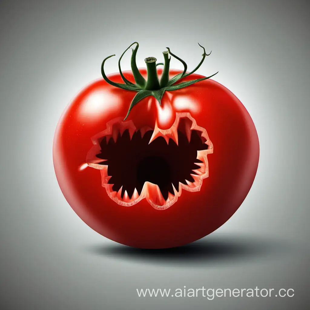 tomato with a gnawed hole in the middle vector