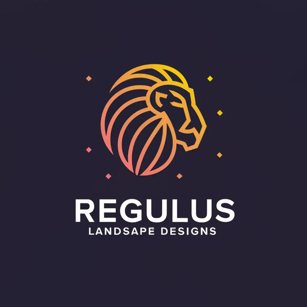 a logo design,with the text "Regulus Landscape Designs", main symbol:Liom,Minimalistic,be used in Construction industry,clear background