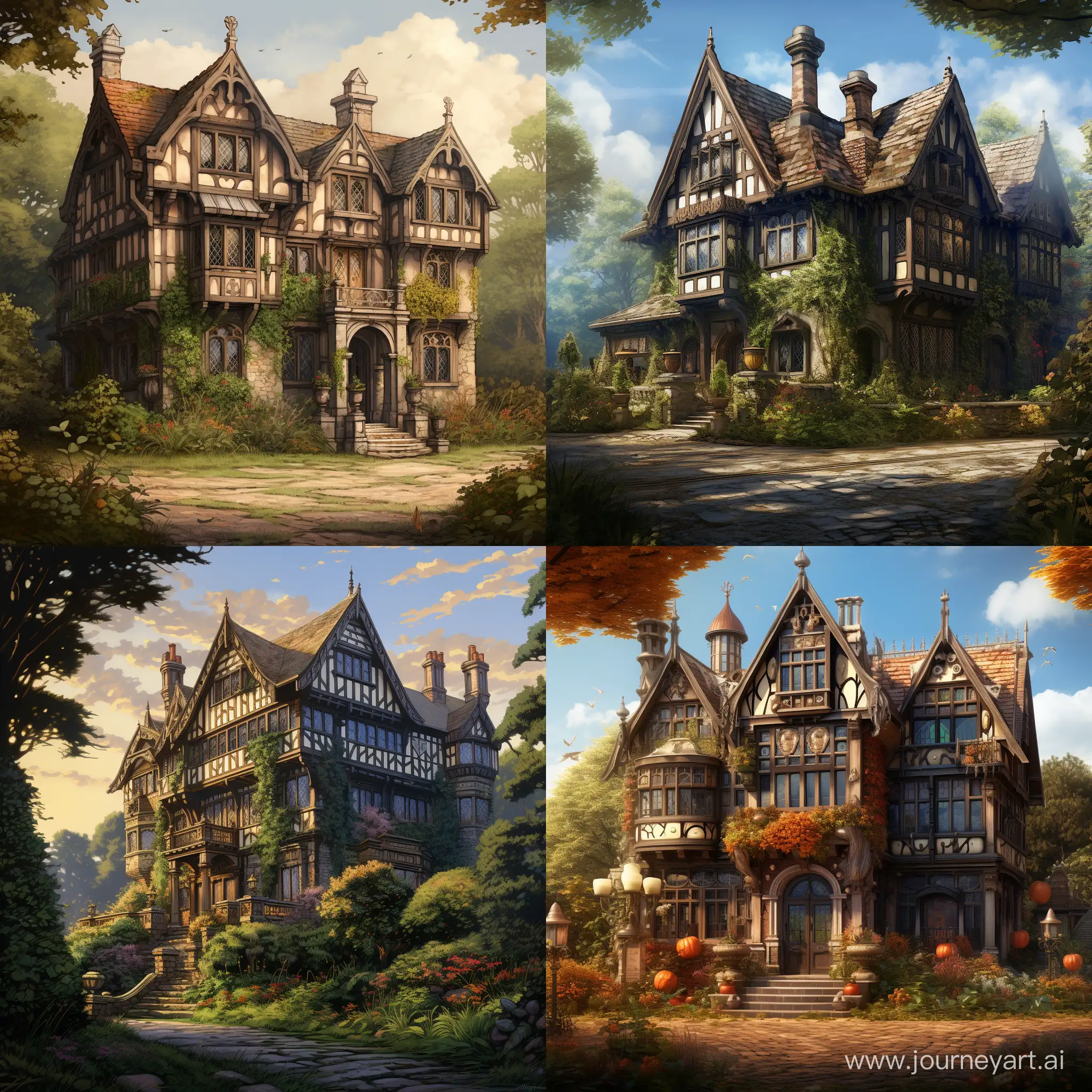 Enchanting-Antique-Mansion-in-England-Magical-Cartoon-Art