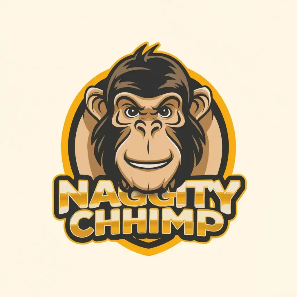LOGO-Design-for-Naughty-Chimp-Playful-Monkey-Illustration-with-Clear-Background