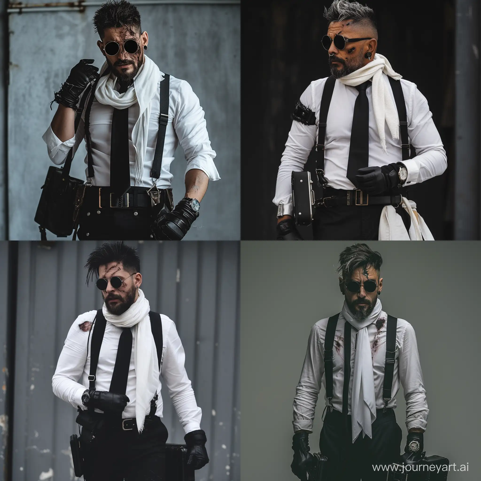 Stylish-Man-with-Black-Case-and-Scarf-in-White-Shirt-and-Trousers