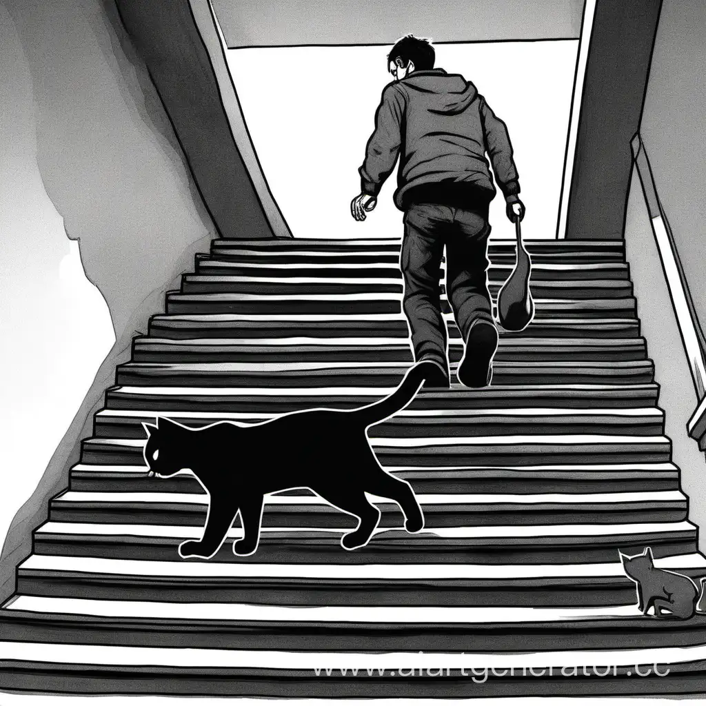 Man-Carrying-Black-Cat-Upstairs-Pet-Owners-Struggle