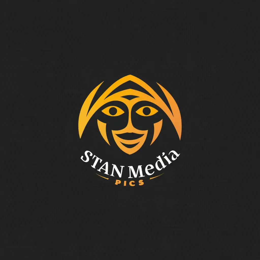 a logo design,with the text "STAN MEDIA PICS", main symbol:female face,Moderate,clear background